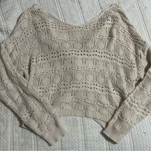 Miami Cream Crochet Open Back Sweater